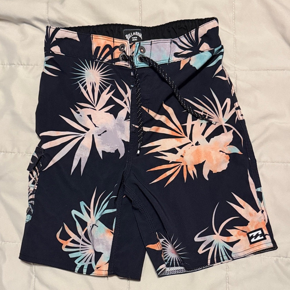 Billabong Kids Tropical Swim Trunks - Navy and Peach